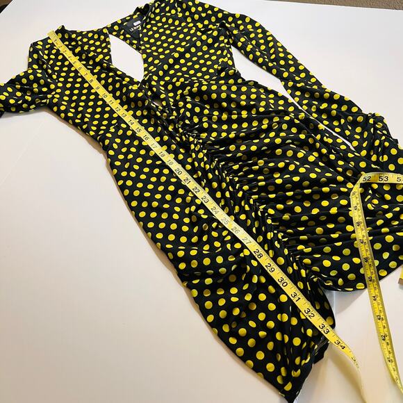 Le Superbe Elastica Polka Dot Ruched Long Sleeves Dress Size Medium - Picture 8 of 10